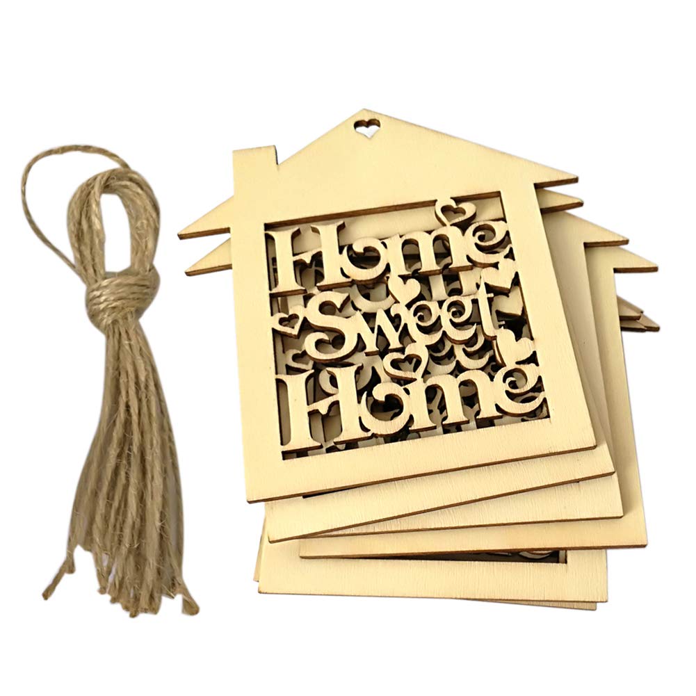 10Pcs Wooden Sweet Mini Home Hollow House Wall Hanging Decor - Rustic Farmhouse Wall Art for Living Room, Bedroom, Nursery & Office Decoration