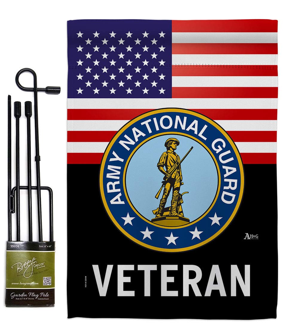 US Army Veteran Garden Flag Set with Stand - Double-Sided Military Yard Banner for Home Decor