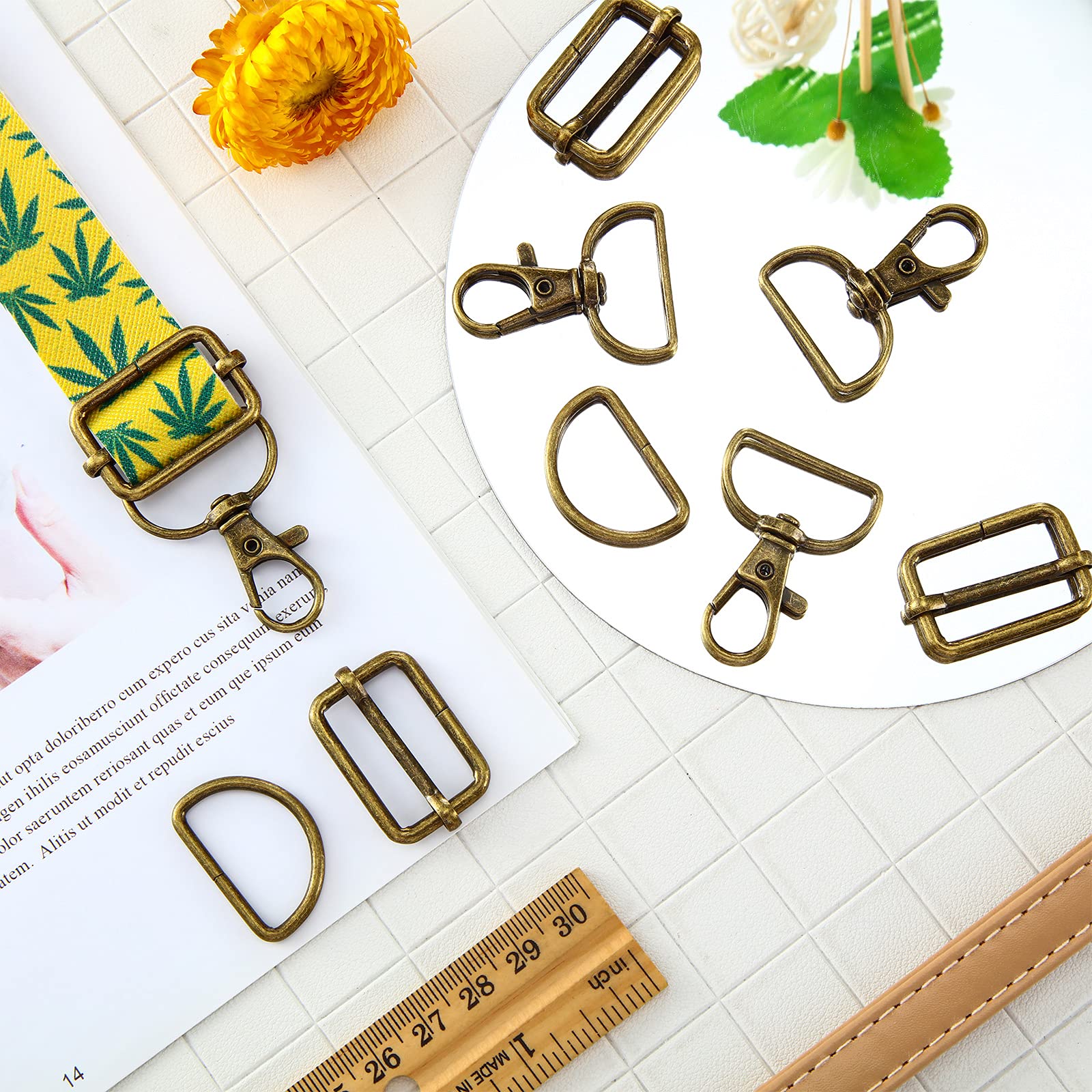 56 Pieces Bronze D Rings for Purse & Bag Making - 25mm Purse Hardware Buckles for DIY Crafts, Sewing Projects & Handbag Repair (Ideal for Leather Straps, Tote Bags & Backpack Accessories)