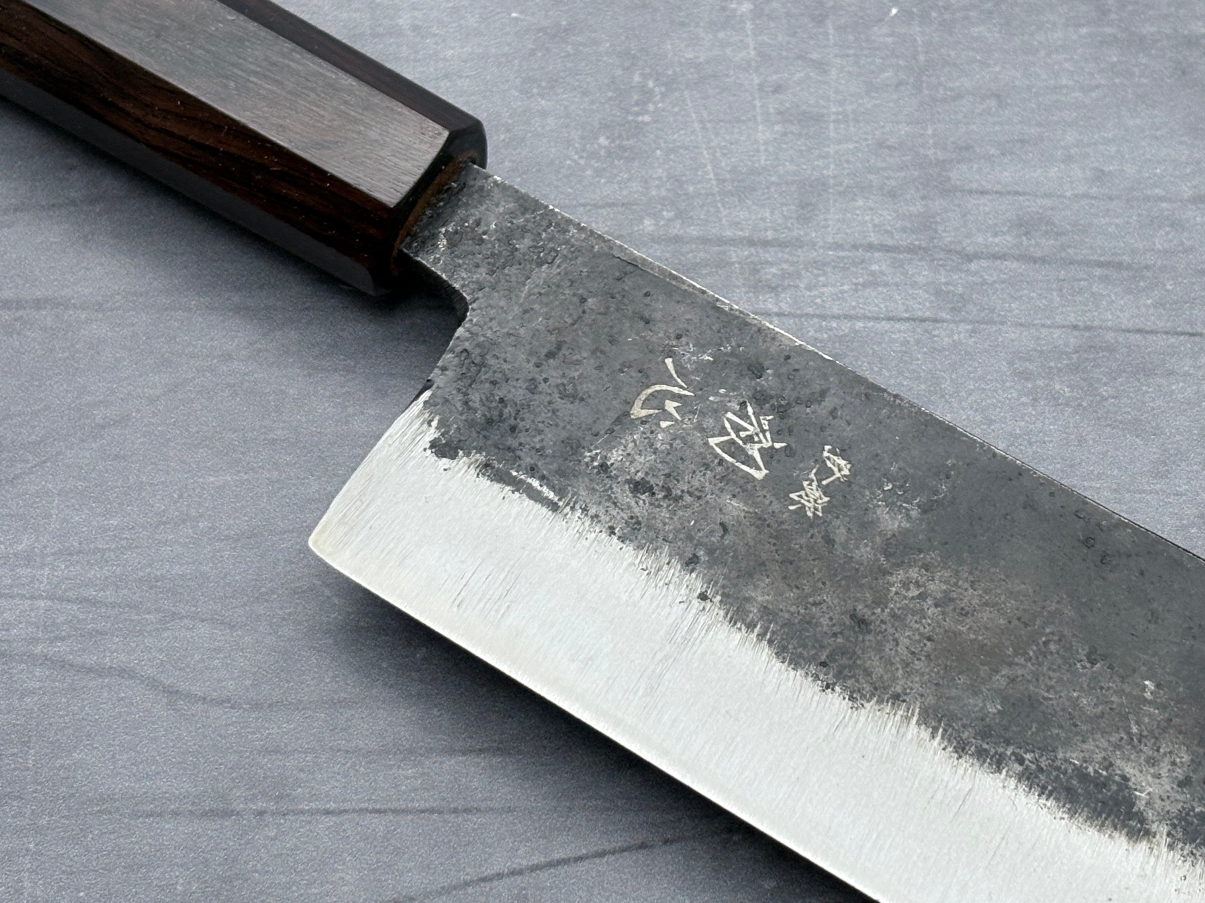 Hatsukokoro Kurogane Blue #2 Nakiri Knife 120mm - Japanese Carbon Steel Kitchen Knife for Precision Vegetable Slicing and Chopping - Perfect for Home Chefs and Professional Kitchens