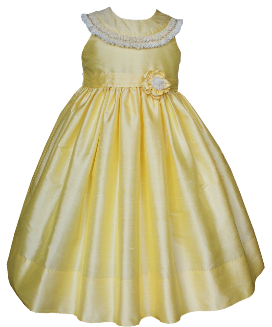 Hand-Smocked Yellow Silk Dupioni Flower Girl Dress - Pageant Gown for Weddings & Special Occasions | Princess Style for Flower Girls & Ring Bearers