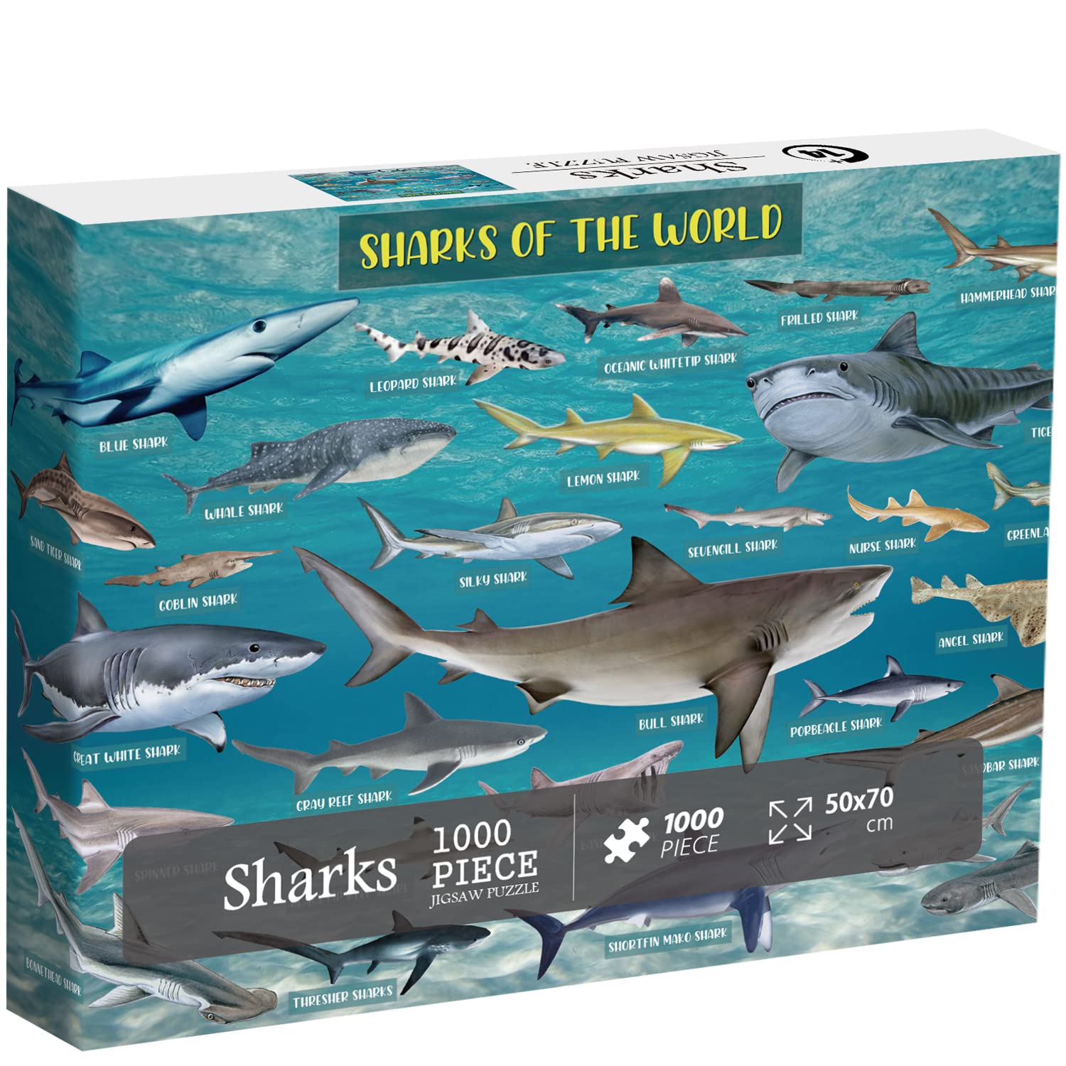 Premium 1000-Piece Shark Jigsaw Puzzles for Adults - Ocean Marine Life Puzzle Featuring Whales, Hammerhead & Great White Sharks - Challenging Nature-Themed Jigsaw for Relaxation & Home Decor - Perfect Gift for Shark Lovers & Puzzle Enthusiasts - Ideal for Family Game Nights, Stress Relief & Wall Art Display
