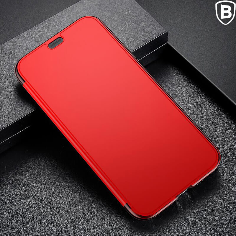 BASEUS iPhone XS Max Case - Touchable Flip Cover with Magnetic Closure, Shockproof Protection (Red) | Perfect for Work, Travel & Everyday Use