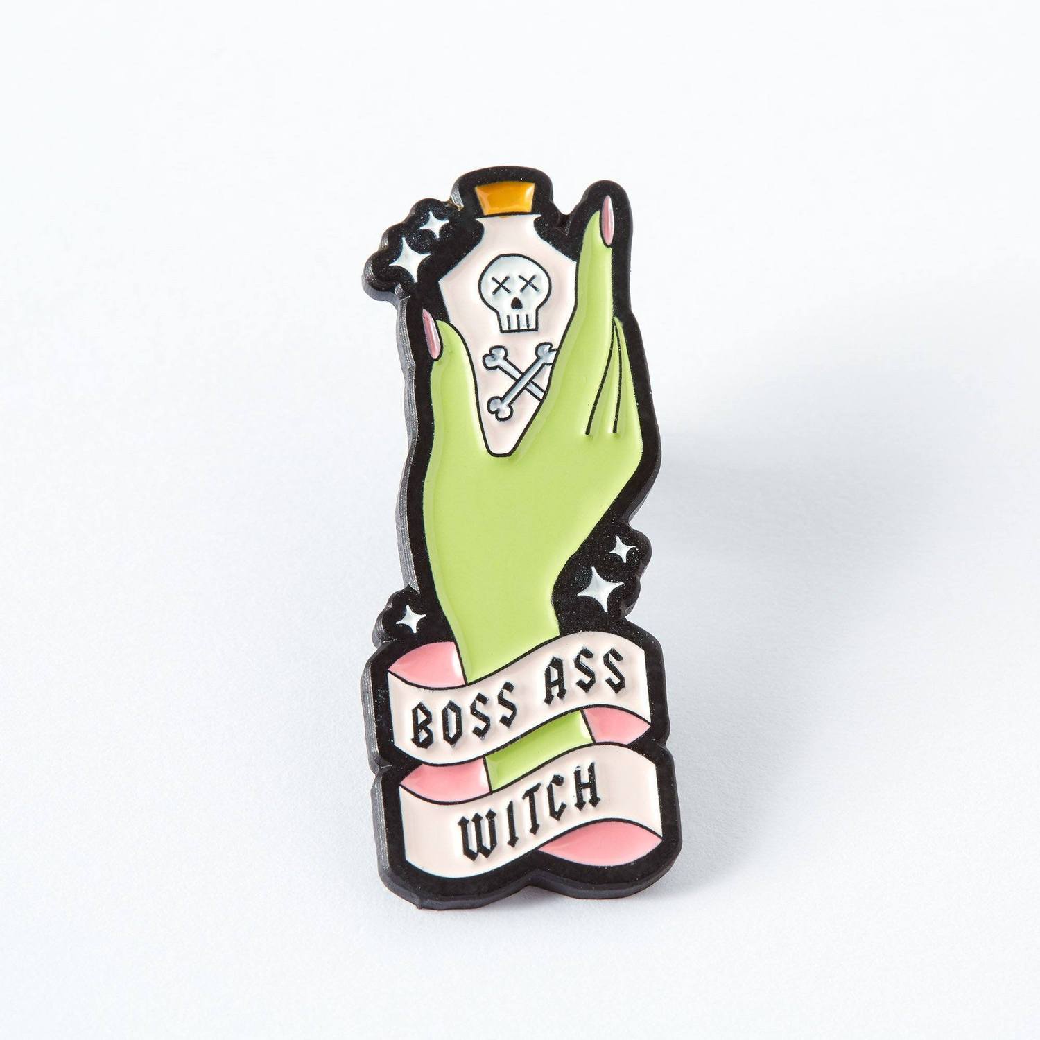 Boss Ass Witch Enamel Pin - Gothic Jewelry for Women, Unique Badge for Jackets & Bags - Perfect for Halloween, Witch Lovers & Alternative Fashion Accessories