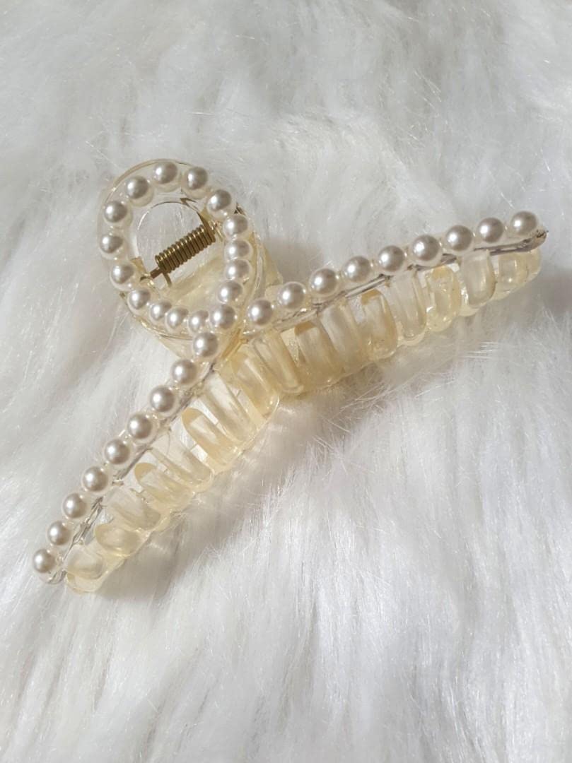 DENICRAAS Pearl Knot & Rectangle Hair Claw Clip - Strong Hold Non-Slip Hair Barrettes for Women & Girls | Perfect for Updos, Ponytails, and Everyday Styling | Great Birthday & Business Gift Hair Accessories