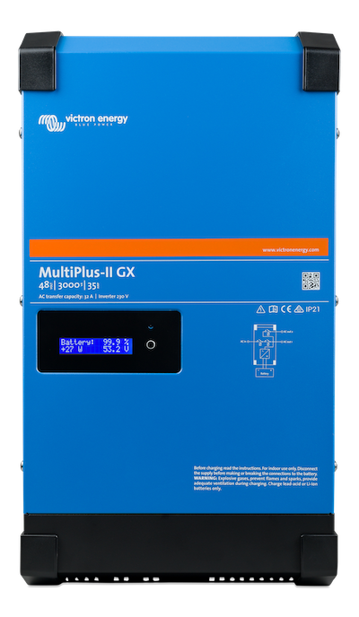 MultiPlus II 48/5000/70-50 GX Inverter/Charger - 5000VA 48V Pure Sine Wave Power Backup for Solar Systems, RVs & Off-Grid Living