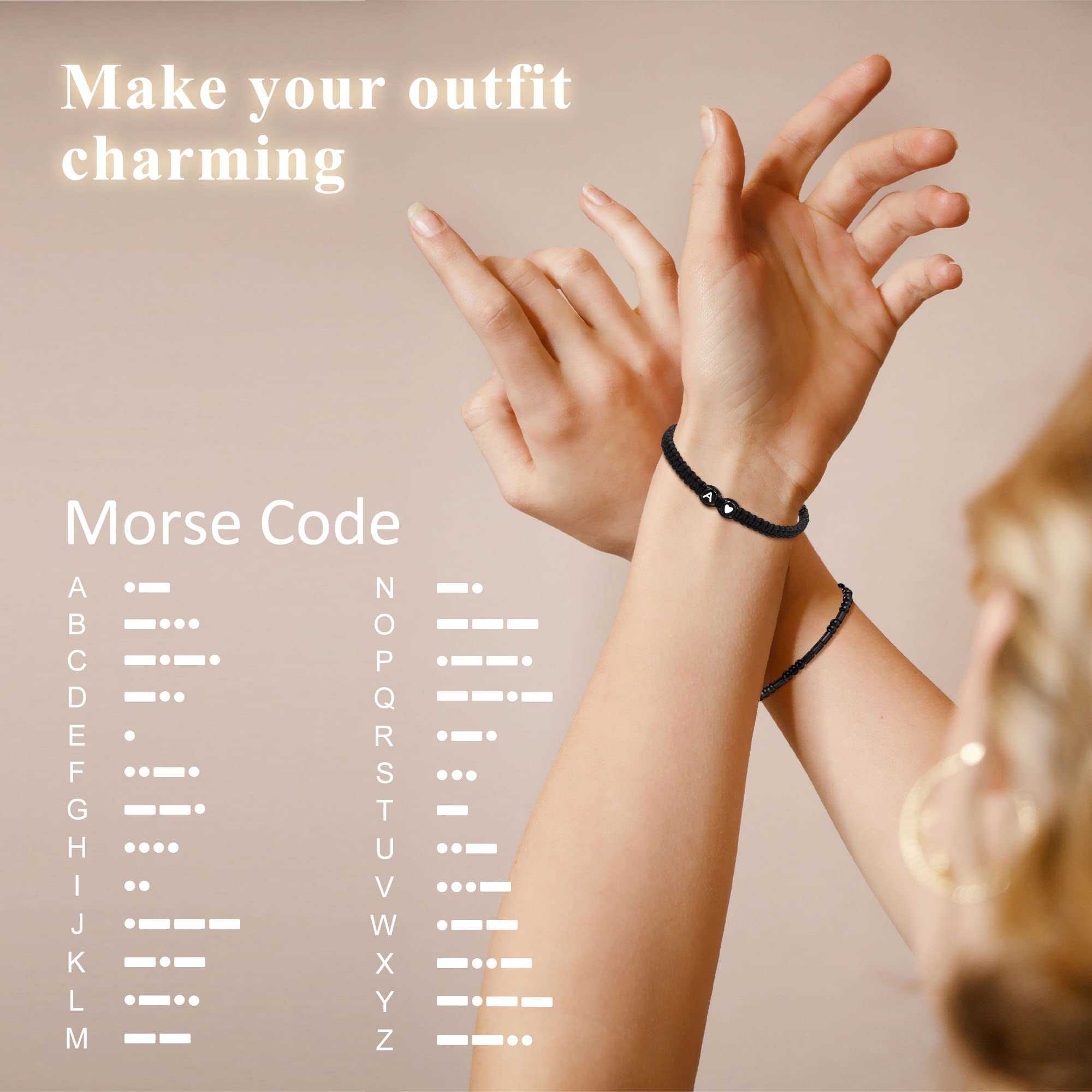 Morse Code Bracelet for Women & Men - Adjustable Braided Leather Bracelet with Inspirational Message - Best Friend Birthday Gift for Sister, Daughter, Mom, Dad - Christmas Jewelry for Couples - Perfect for Daily Wear, Special Occasions & Motivational Gifts
