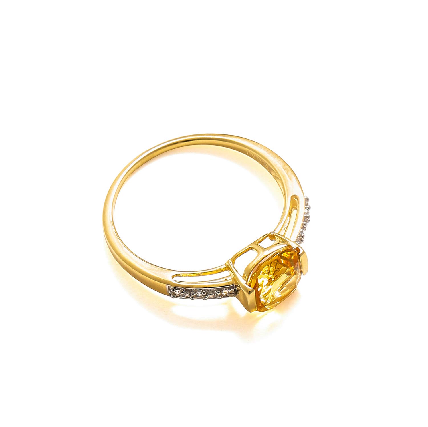 10K Yellow Gold Citrine & London Blue Topaz Gemstone Ring for Women - Elegant Birthstone & Engagement Jewelry - Sizes 6-10 - Perfect for Anniversaries, Valentine's Day & Special Occasions
