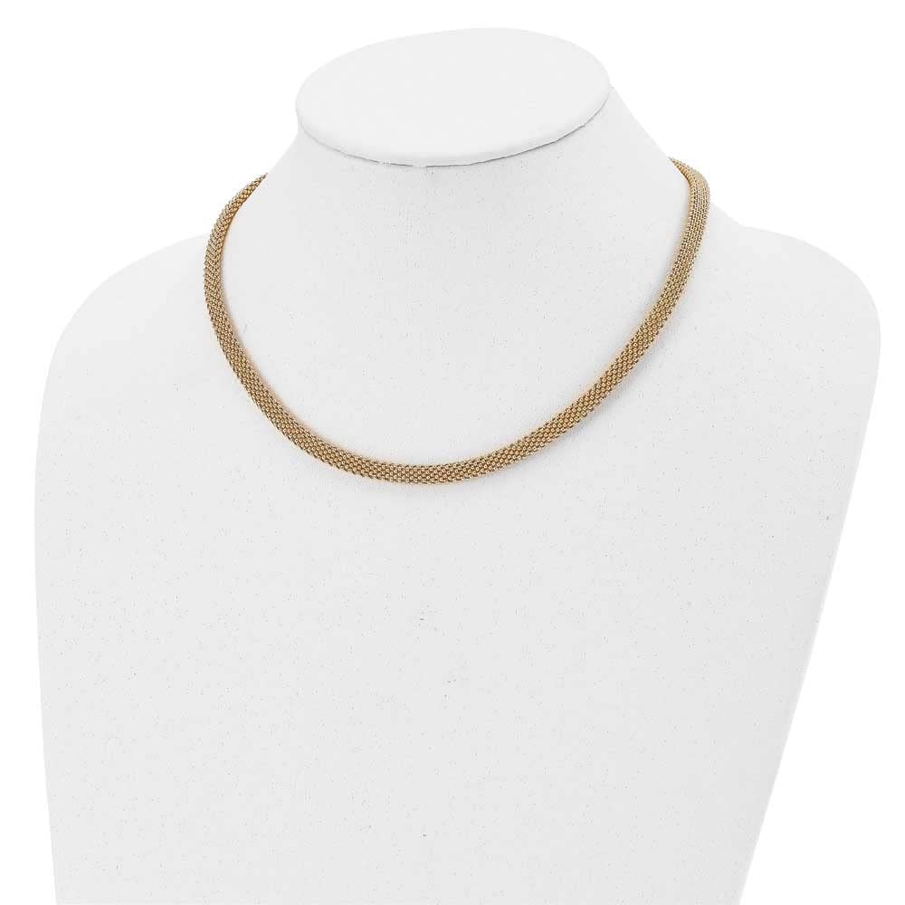 Elegant Sterling Silver Gold-Tone Polished Mesh Necklace for Women | Dainty Layering Chain Jewelry | Perfect for Everyday Wear, Date Nights & Special Occasions