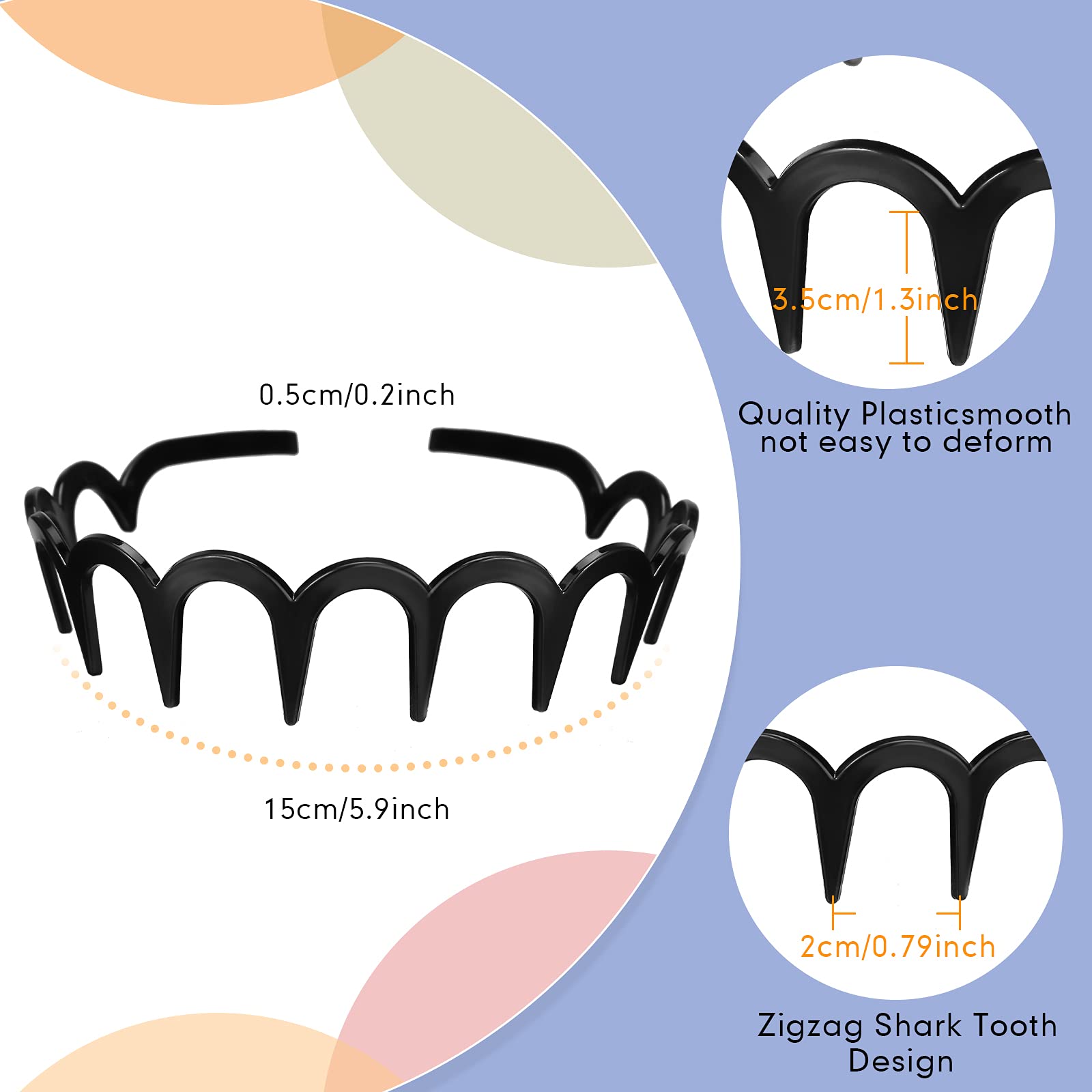 Yeshone 3 Pack U-Shaped Plastic Headbands - No Slip Comb Hoop Wave Hair Bands for Women & Girls (Black) | Perfect for Sports, Workouts, Yoga and Everyday Styling