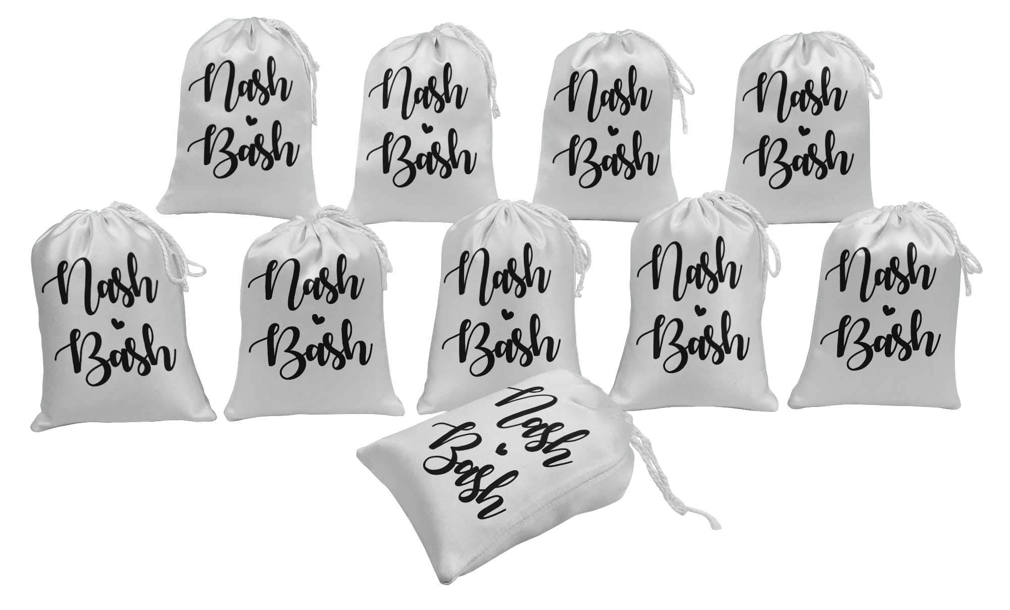 White Nash Bash Bachelorette Party Favor Bags - 15 Pack Gift Pouches for Bridal Showers, Wedding Favors & Girls Night Out