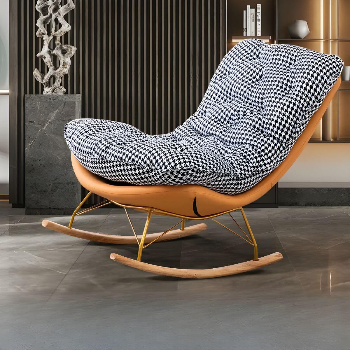 Modern Flannel Upholstered Rocking Chair with Removable Back Cushion - Comfortable Indoor Lounge Chair for Nursery, Living Room & Reading Nook