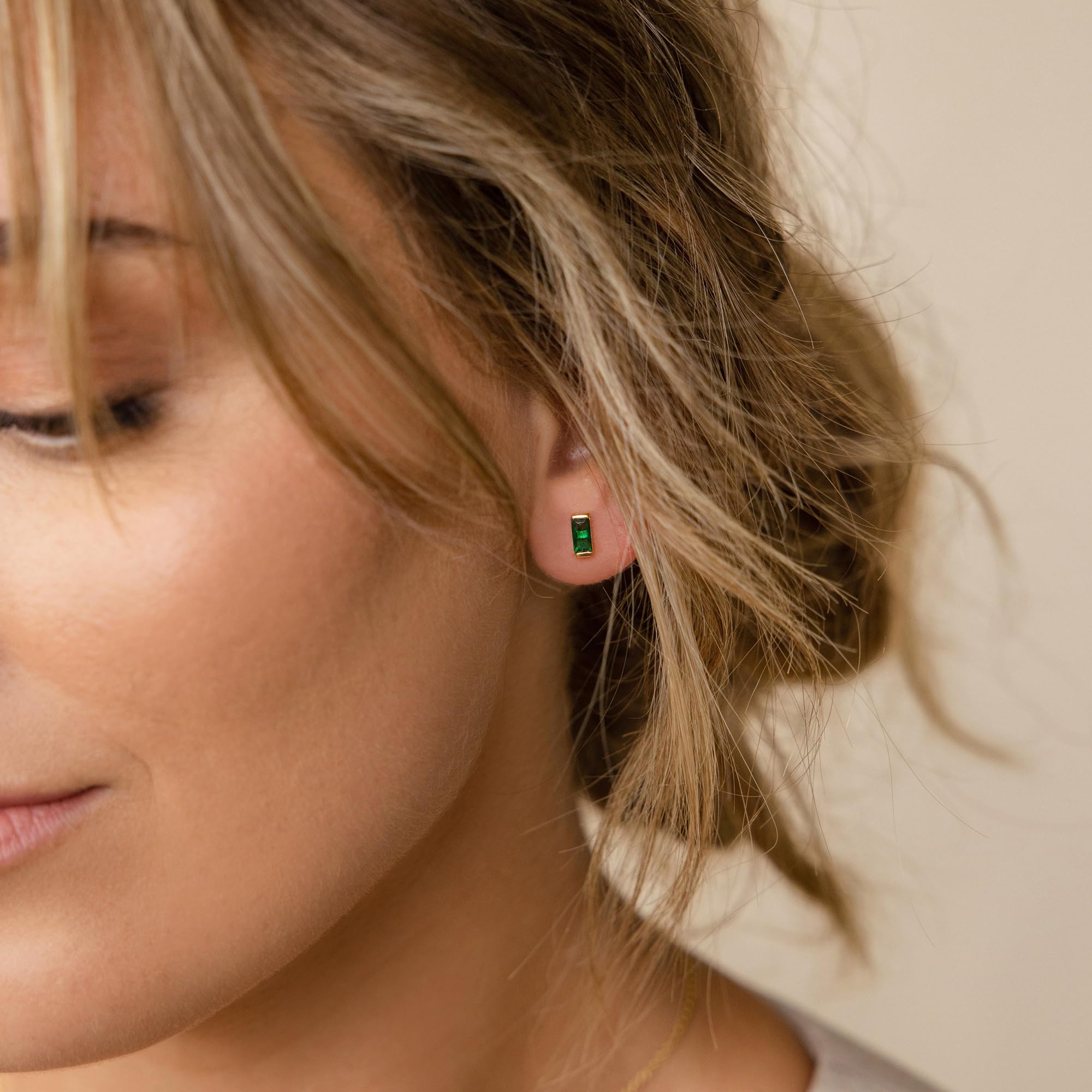 JSJOY Dainty Birthstone Stud Earrings for Women - Tiny Gold Minimalist Earrings for Girls, Teens, Mother, Wife & Girlfriend - Perfect Birthday Gift Jewelry for Everyday Wear & Special Occasions