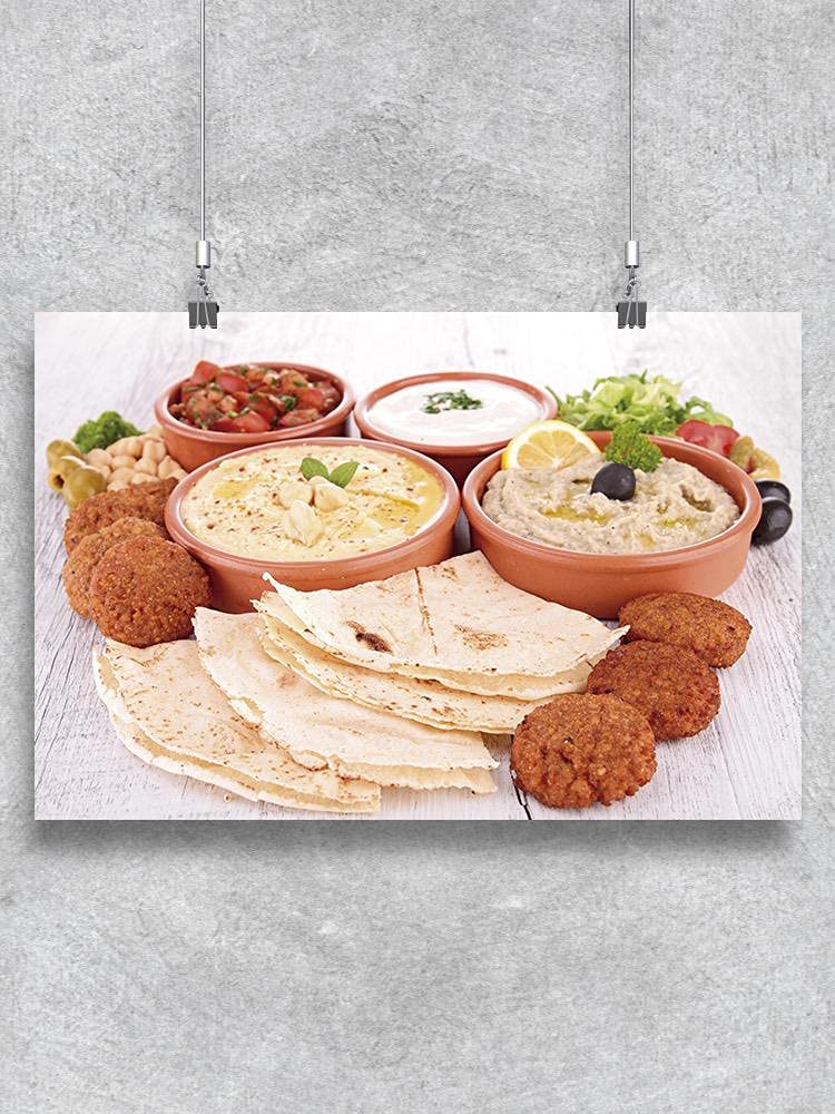 Authentic Meze Oriental Food Poster - Middle Eastern Cuisine Wall Art for Kitchen & Dining Room Decor