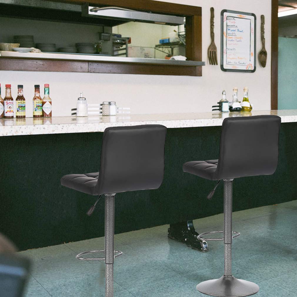 Best Adjustable Swivel Bar Stools with Back - Set of 2 PU Leather Counter Height Stools for Kitchen, Dining Room & Home Bar - Modern Office & Restaurant Seating Furniture