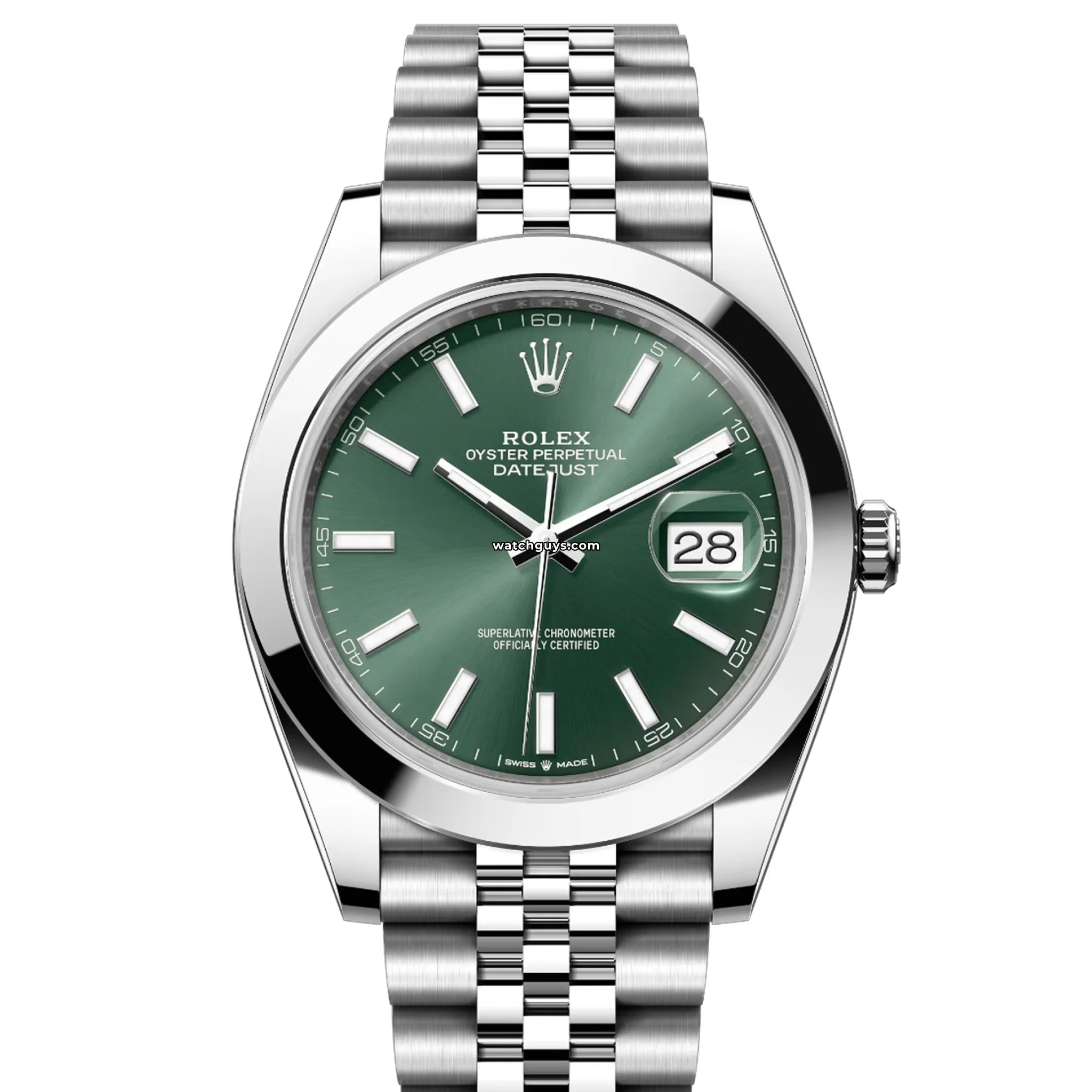 Rolex Datejust 126300 Stainless Steel Watch with Green Dial & Jubilee Bracelet - Perfect for Business, Formal Events & Luxury Gift Giving
