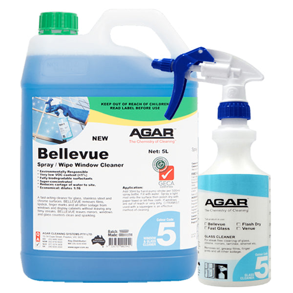 Agar Bellevue Concentrated Window Cleaner Spray | Streak-Free Glass Cleaner for Home & Office | Easy Spray & Wipe Formula for Windows, Mirrors & Glass Surfaces