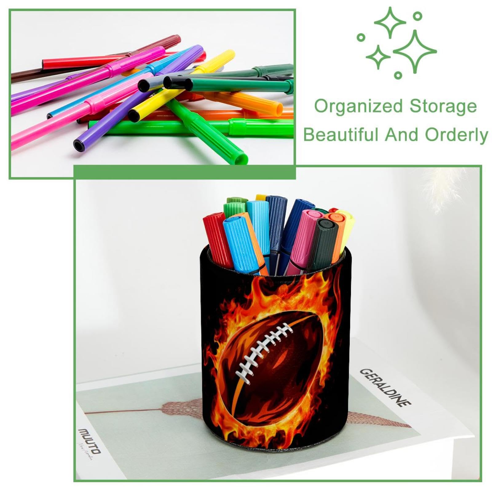 Stylish American Football Pen Holder for Desk - Pencil Organizer, Office Supplies for Home & Office Decor | Perfect for Football Fans & Workspace Organization