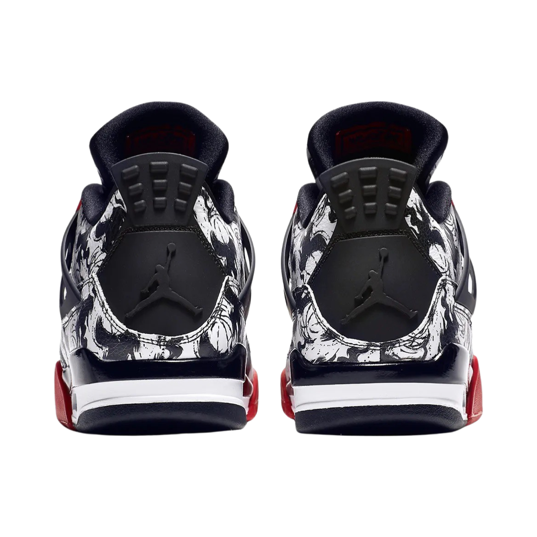 Air Jordan 4 Retro Tattoo 2018 White Fire Red Black Basketball Shoes - Men's High-Top Sneakers for Streetwear & Casual Fashion