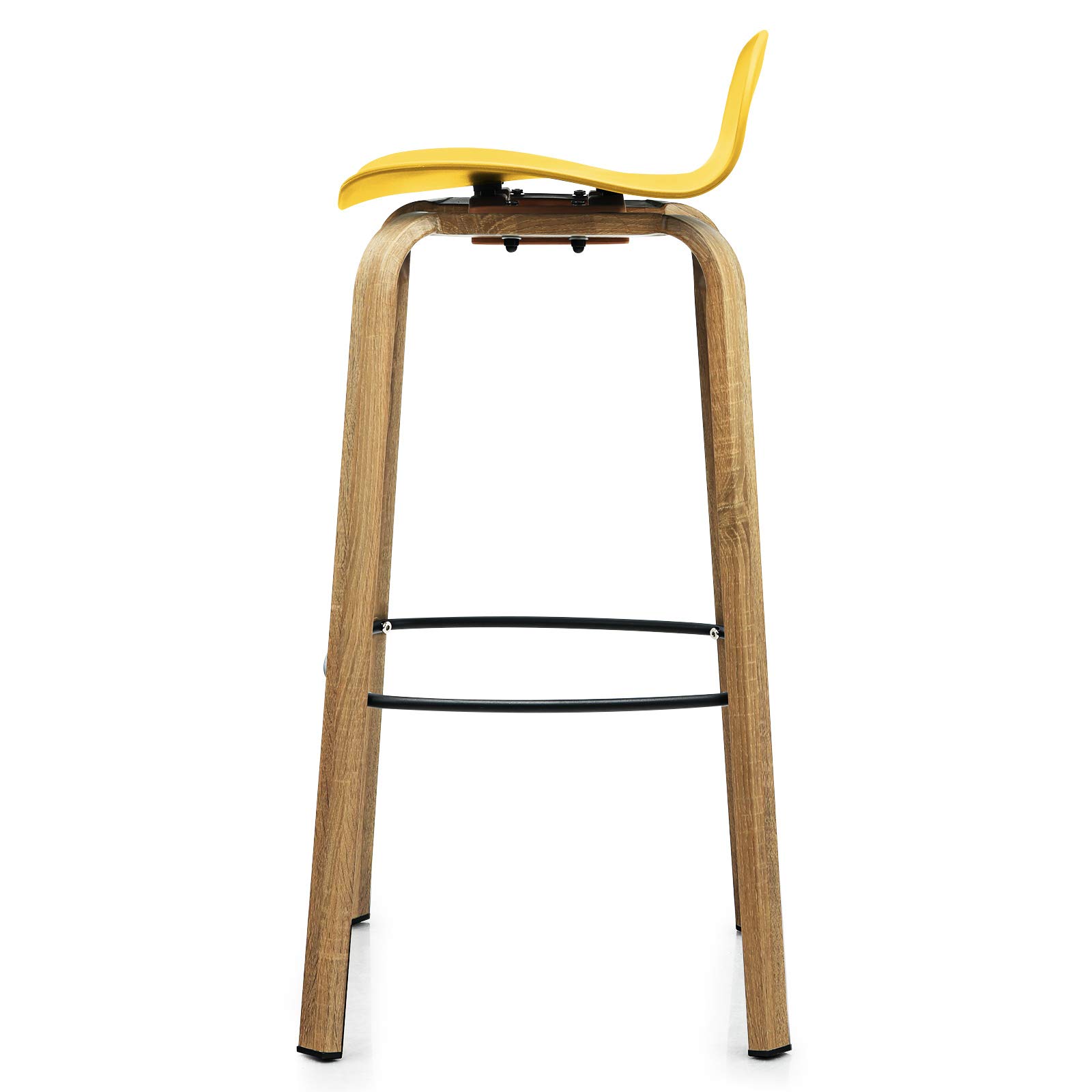 COSTWAY 30-Inch Bar Stools Set of 2 - Modern Minimalist High Chairs with Footrest, Low Backrest & Sturdy Metal Legs | Nordic Style Bar Stools for Pub, Kitchen Island, Dining & Living Room | Perfect for Small Spaces & Home Entertaining (Yellow)