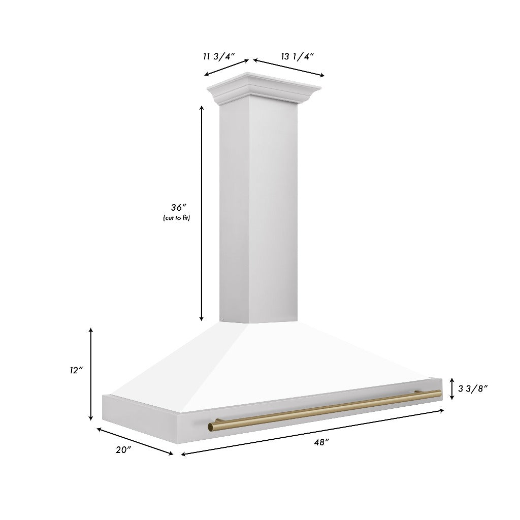 ZLINE KB4STZ WM48 48-Inch Convertible Stainless Steel Range Hood with White Matte Shell - Professional Kitchen Ventilation for Home Chefs | Perfect for Modern Kitchens, Open-Concept Homes & Gourmet Cooking