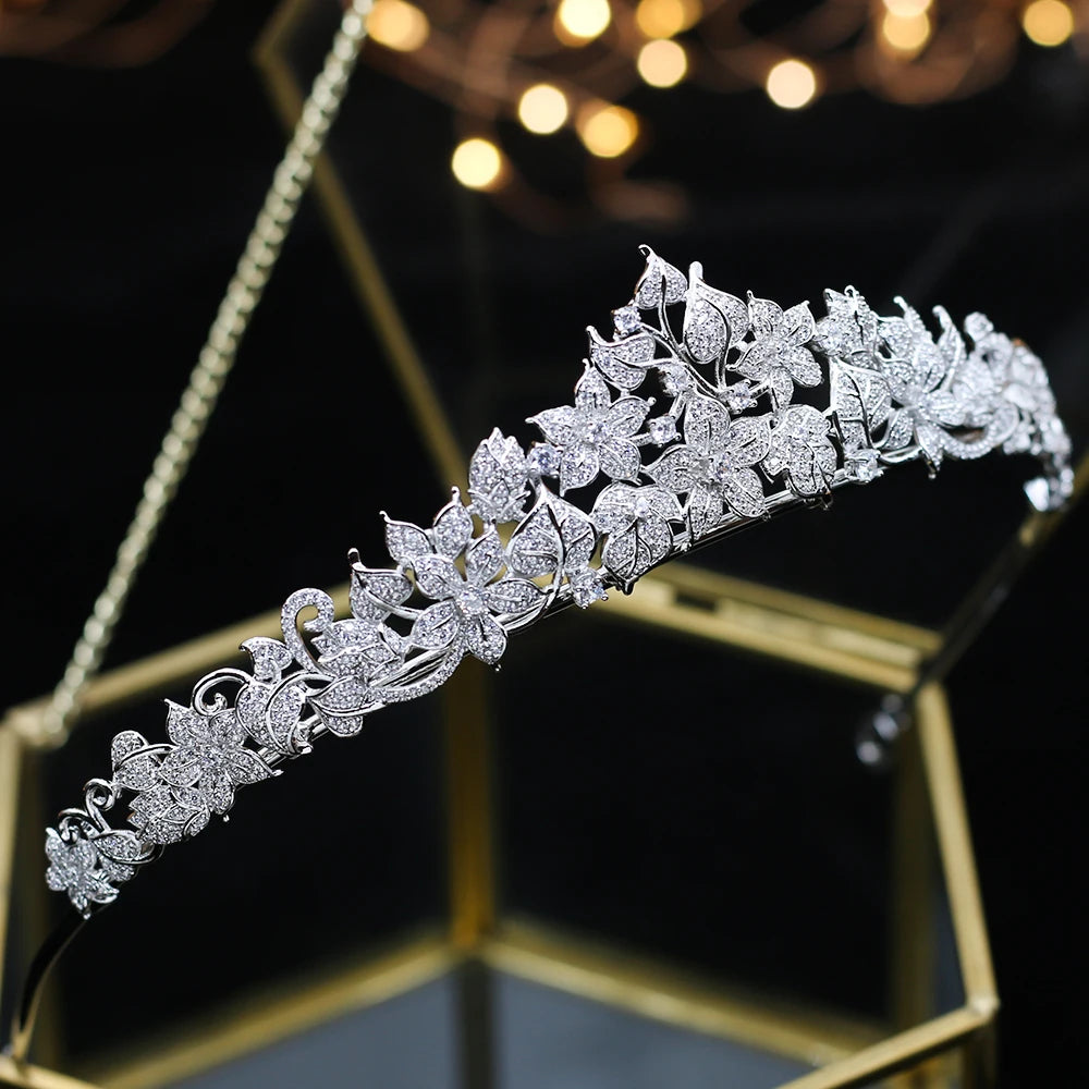 Elegant Cubic Zirconia Silver Tiara Crown for Women - Perfect Wedding Hair Accessory | Bridal Party, Prom, Pageant & Special Occasion Headpiece
