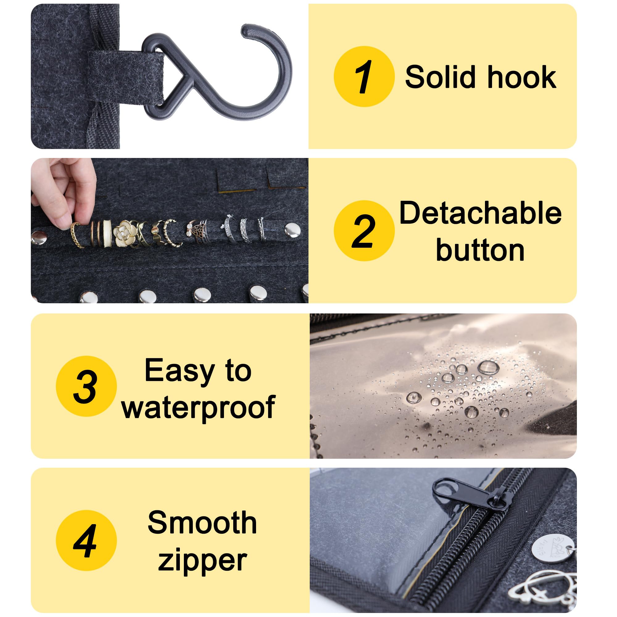 Portable Jewelry Organizer Travel Case for Women - Nonwoven Roll Storage Bag for Rings, Earrings, Necklaces - Stylish Clutch Pouch & Envelope Gift Box - Perfect for Travel, Home Organization & Gifts for Women, Girls