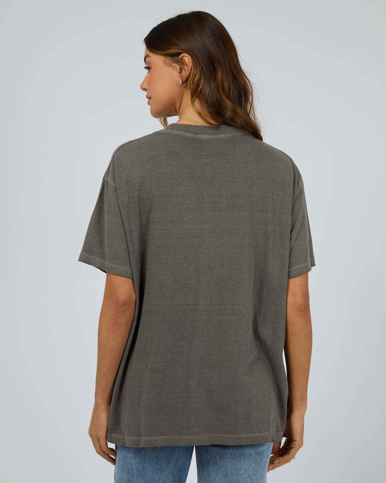 Bohemian Oversized T-Shirt for Women - All About Eve Charcoal Gray Casual Tee | Perfect for Loungewear, Weekend Outfits & Layering