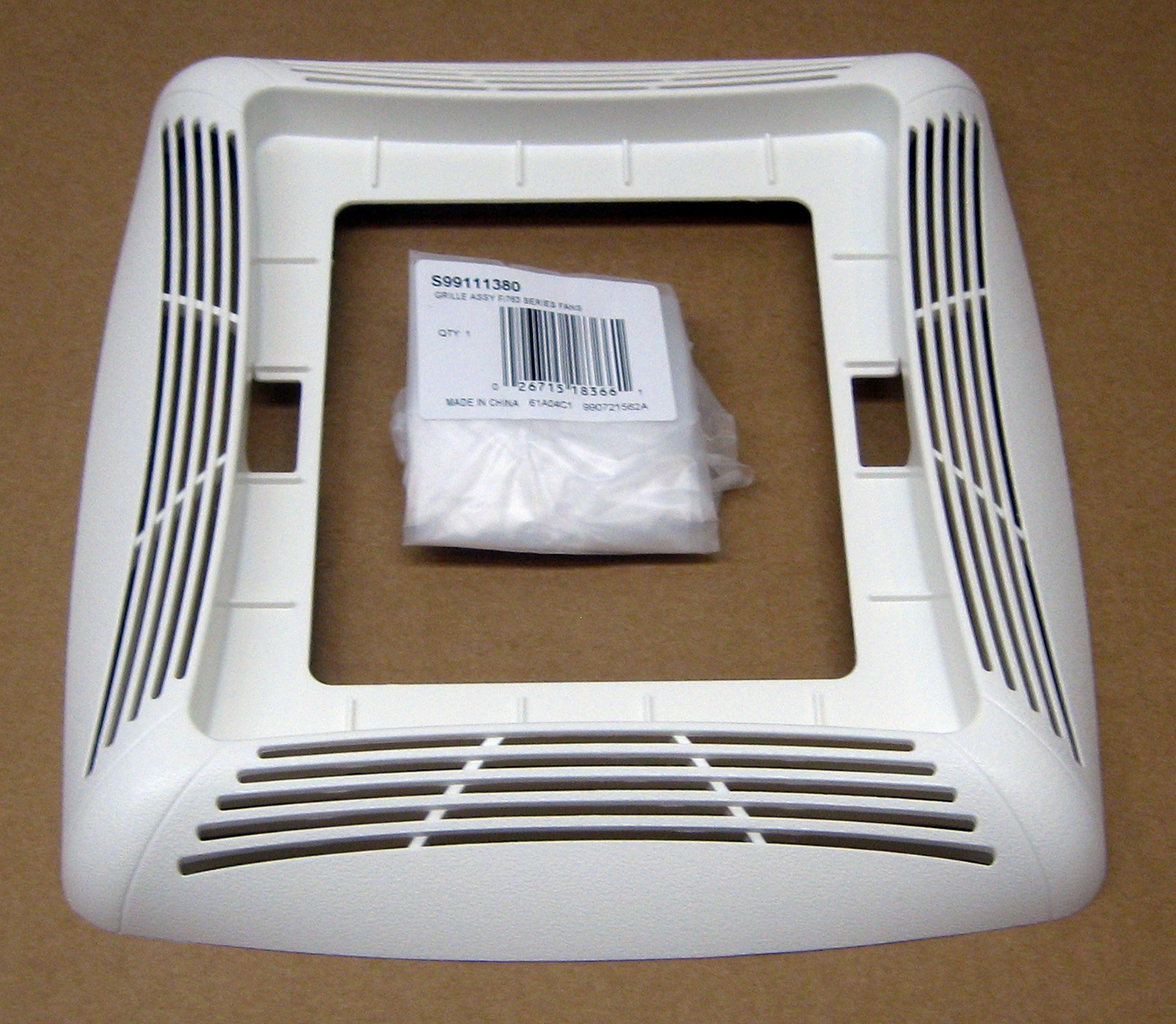 NuTone S99111380 Bathroom Ventilation Fan Grille - White Plastic Cover for Exhaust Fans, Moisture-Resistant & Easy to Clean - Perfect for Bathrooms, Showers & Laundry Rooms