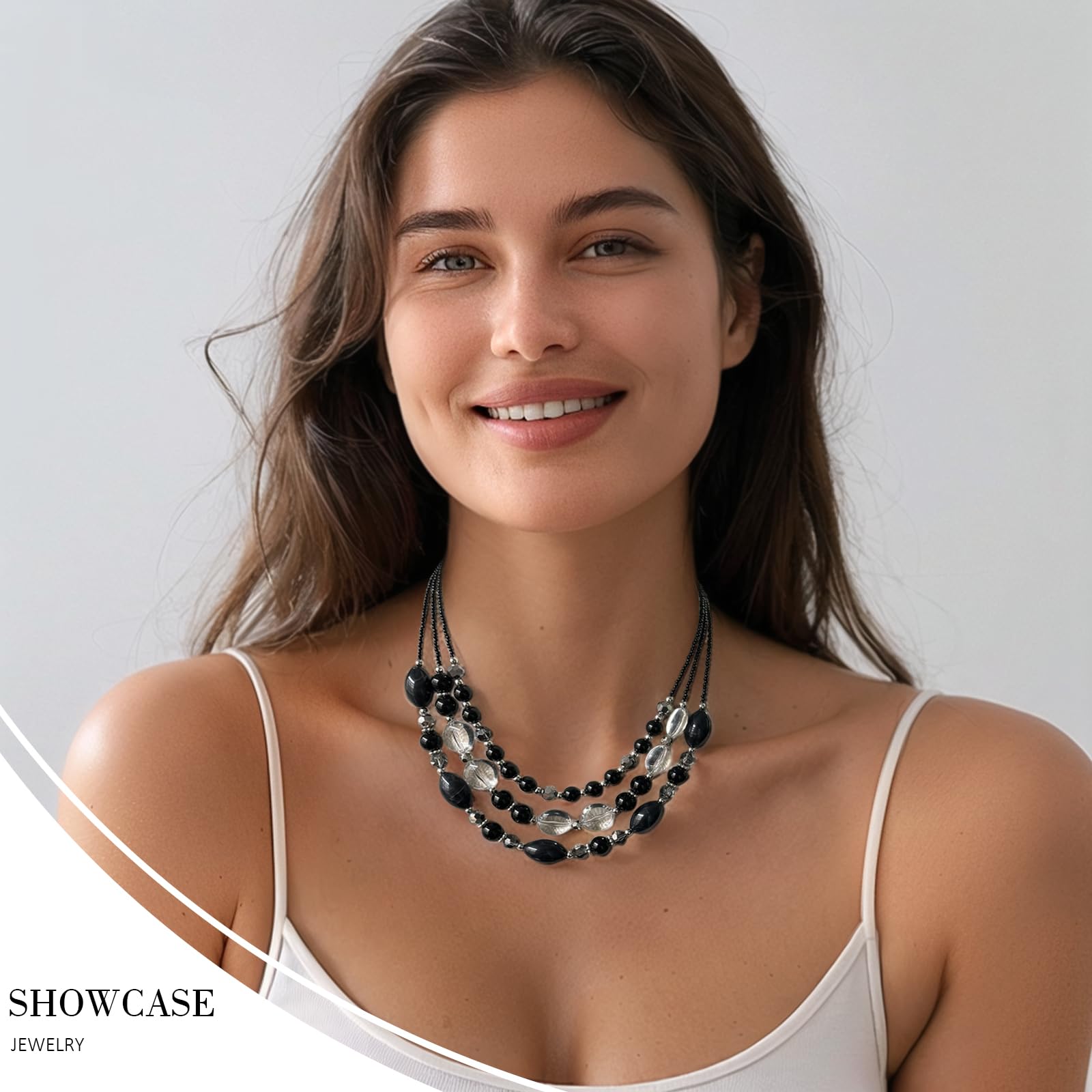 Chunky Layered Beaded Necklace for Women - Multi Strand Statement Jewelry, Fashion Boho Necklace, Birthday Gift for Mom - Perfect for Parties, Weddings & Everyday Wear