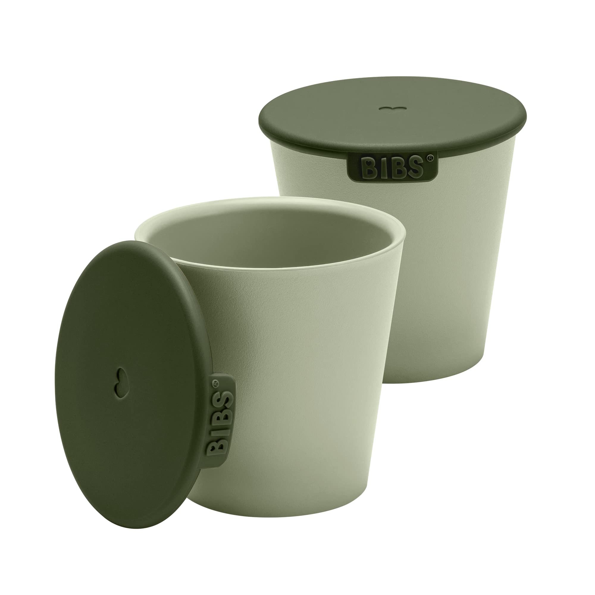 BIBS Baby and Toddler Sippy Cup Set - 2-Pack, 100% Food-Grade Silicone, Non-Slip & Dishwasher Safe - Made in Denmark (Sage/Hunter Green) | Perfect for Daycare, Travel and Learning to Drink Independently