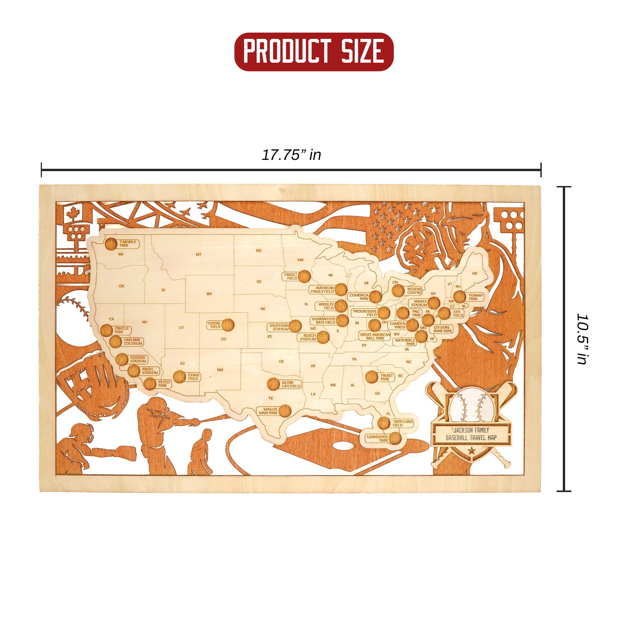 Custom Baseball Stadium Map Tracker - Personalized MLB Ballparks Visited Poster | Unique Baseball Gift for Men, Dad, Husband & Coworkers | Perfect for Valentine's Day, Christmas & New Year Gifts | Great for Sports Fans, Office Decor & Man Cave Wall Art