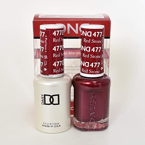 DND Duo Gel Polish Set 477 Red Stone - Soak Off Dual Matching Colors for Nail Art | Perfect for DND, Salon & DIY Manicures at Home