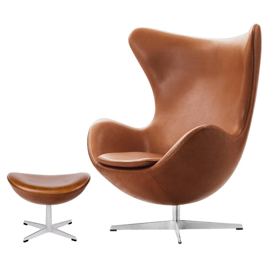 Jacobsen Egg Chair by Fritz Hansen - Premium Leather Mid-Century Modern Lounge Chair for Living Room, Office & Reading Nook