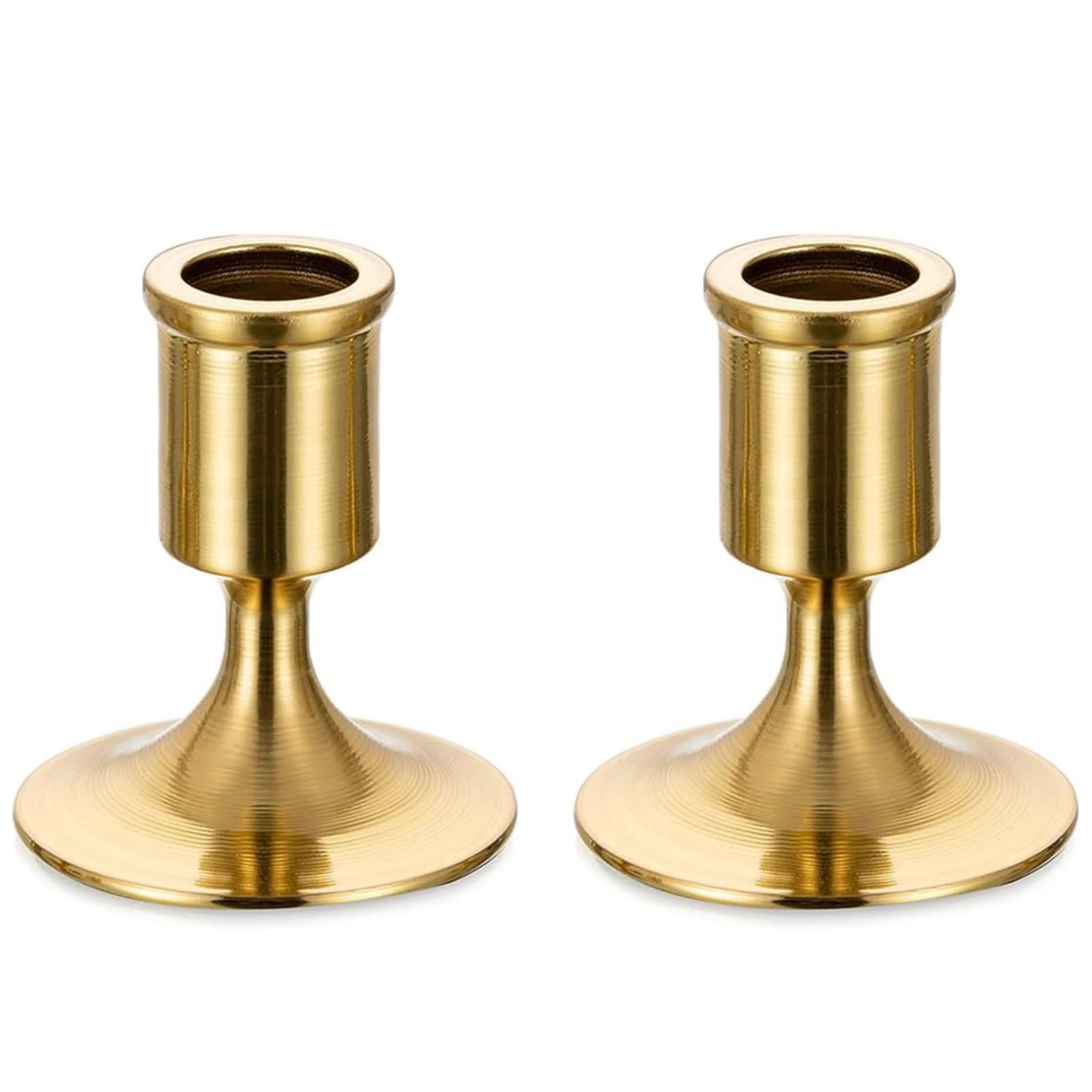 Romadedi 2-Pack Gold Brass Candlestick Holders for Taper Candles - Elegant Table Centerpiece for Weddings, Christmas Mantel Decor, Dining Room & Home Decoration - Perfect for Romantic Dinners & Holiday Celebrations