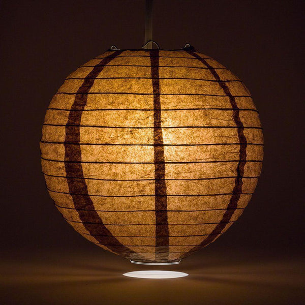 5 Pack 8 Inch Brown Round Paper Lanterns with Even Ribbing - Chinese Hanging Wedding & Party Decorations for Indoor/Outdoor Events, Home Decor, and Festive Celebrations