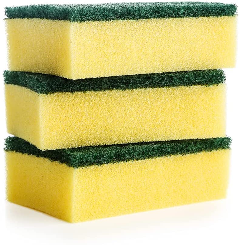 **Dual-Sided Heavy Duty Kitchen Sponges - 28 Pack Non-Scratch Cleaning Scrub Sponges for Dishes, Household, Bathroom & Car Wash - Yellow | Perfect for Deep Cleaning & Stain Removal**
