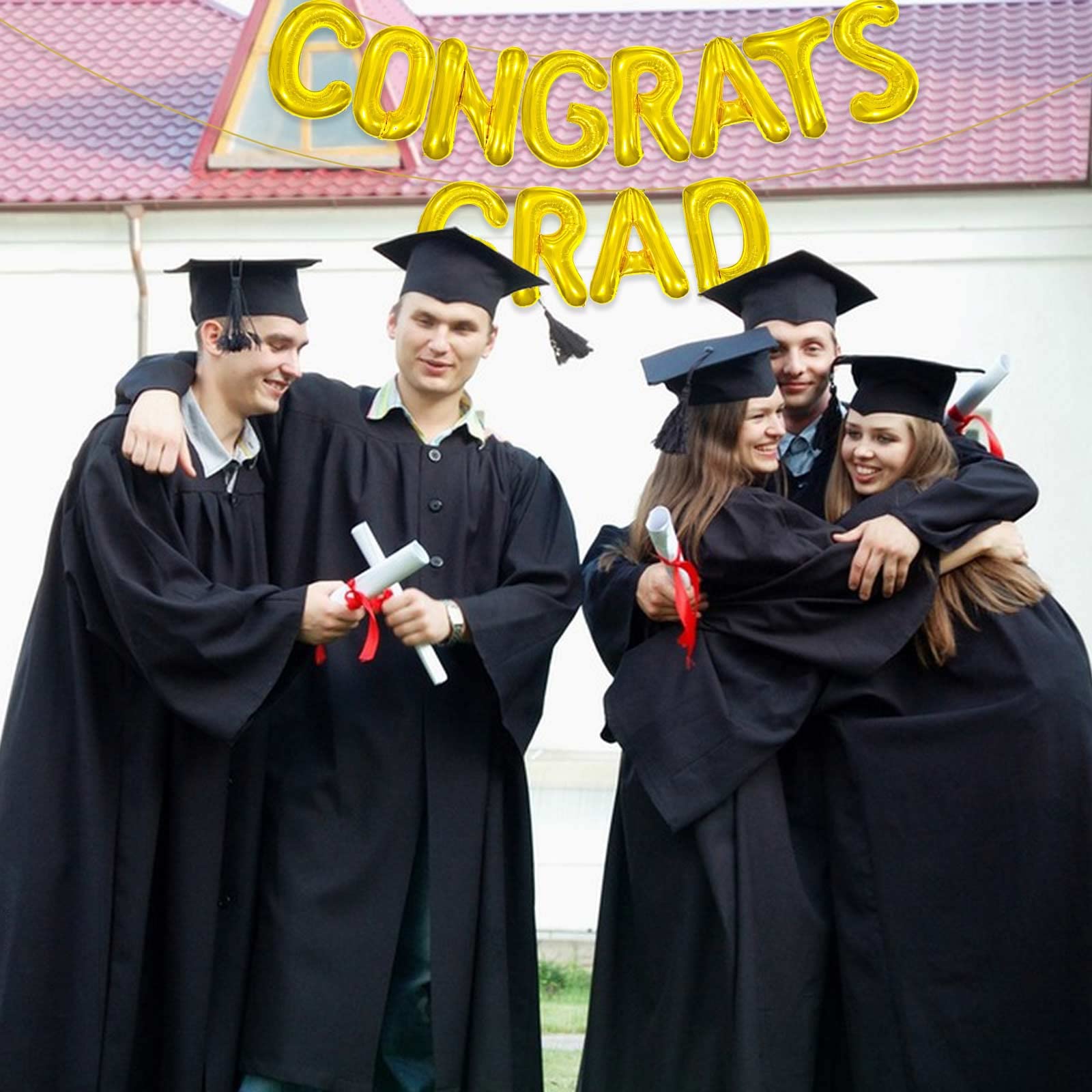 16 Inch Gold Graduation Balloons - Class of 2023 Congrats Grad Banner for Party Decorations, Yard Sign Backdrop | Perfect for Graduation Ceremonies, Photo Booths & Outdoor Celebrations
