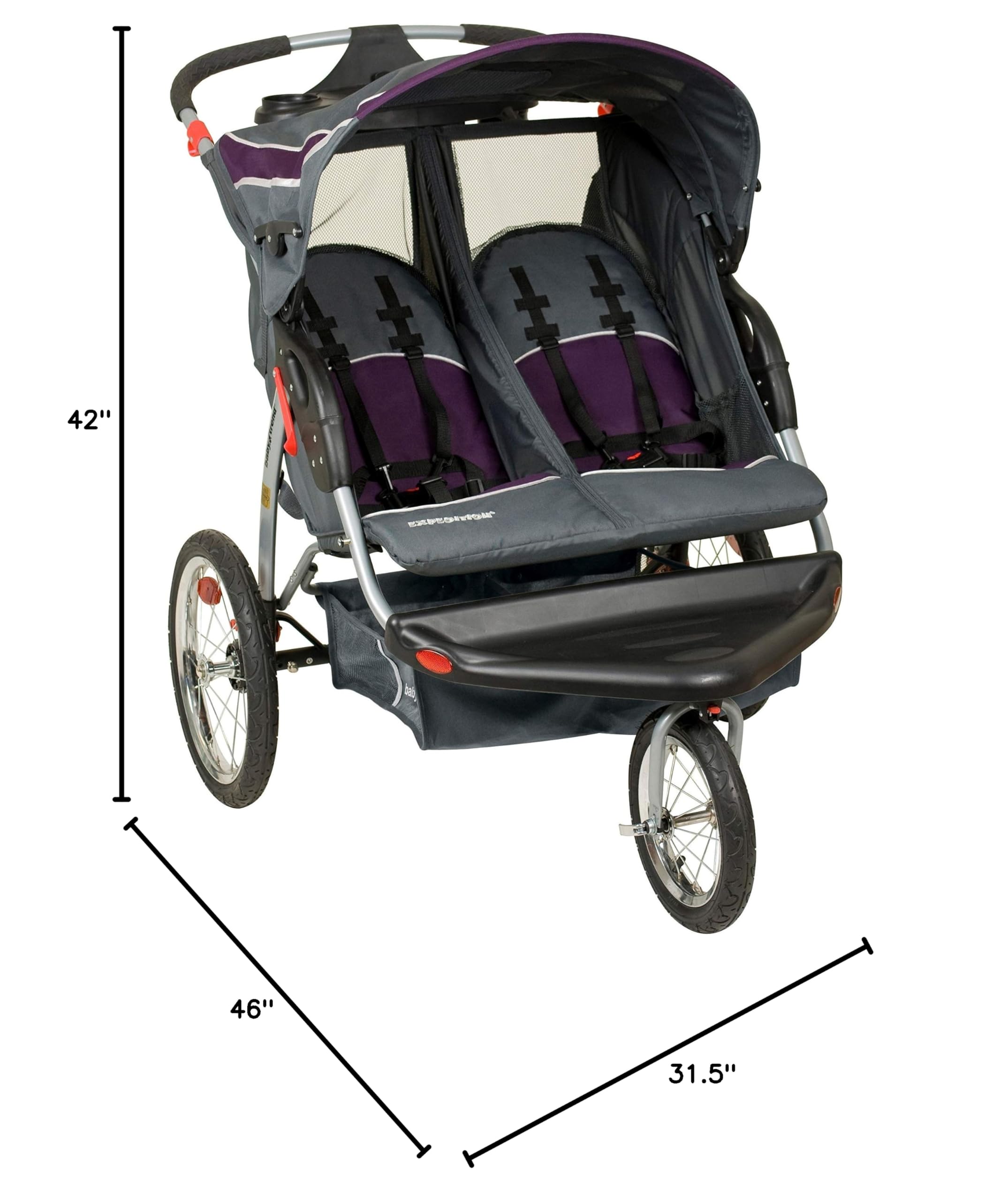 Baby Trend Expedition Double Jogger Stroller - Lightweight All-Terrain Stroller for Twins or Siblings | Perfect for Running, Walking, Shopping & Outdoor Adventures (Griffin Pattern)