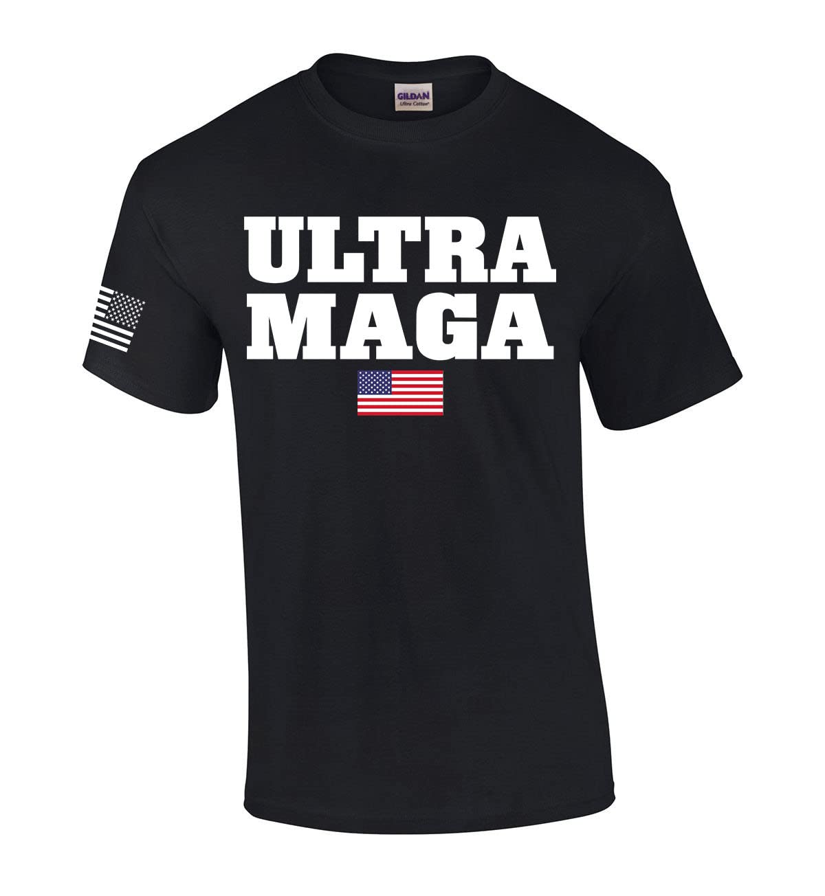 Ultra MAGA Trump USA American Flag Men's Short Sleeve Graphic T-Shirt - Patriotic Political Statement Tee for Rallies, Campaign Events & Conservative Apparel Collection