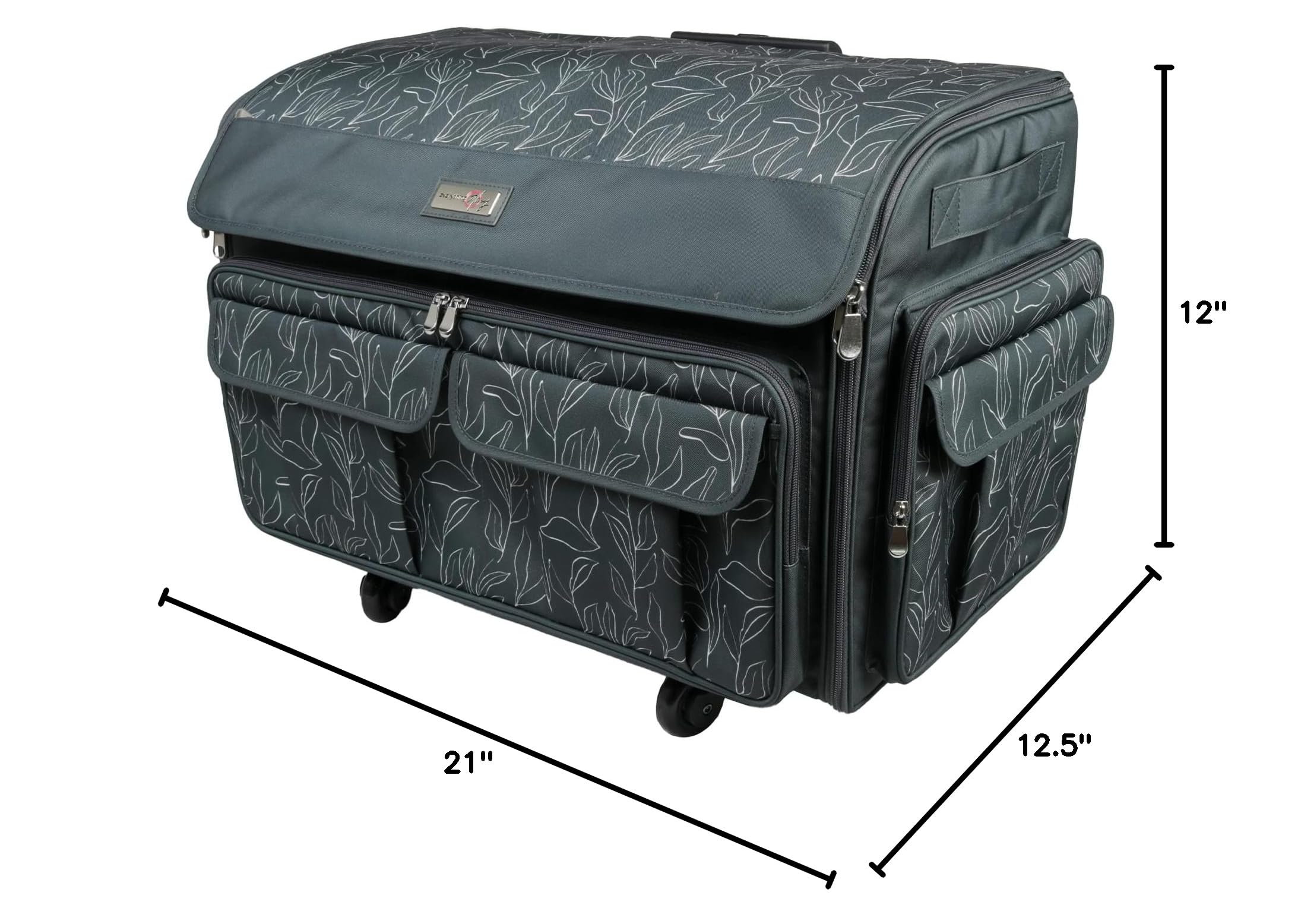Everything Mary XXL Rolling Sewing Tote Bag - Black Floral Design for Brother & Singer Sewing Machines - Large Universal Travel Storage Case with Wheels - Perfect for Crafting, Quilting & Sewing Classes