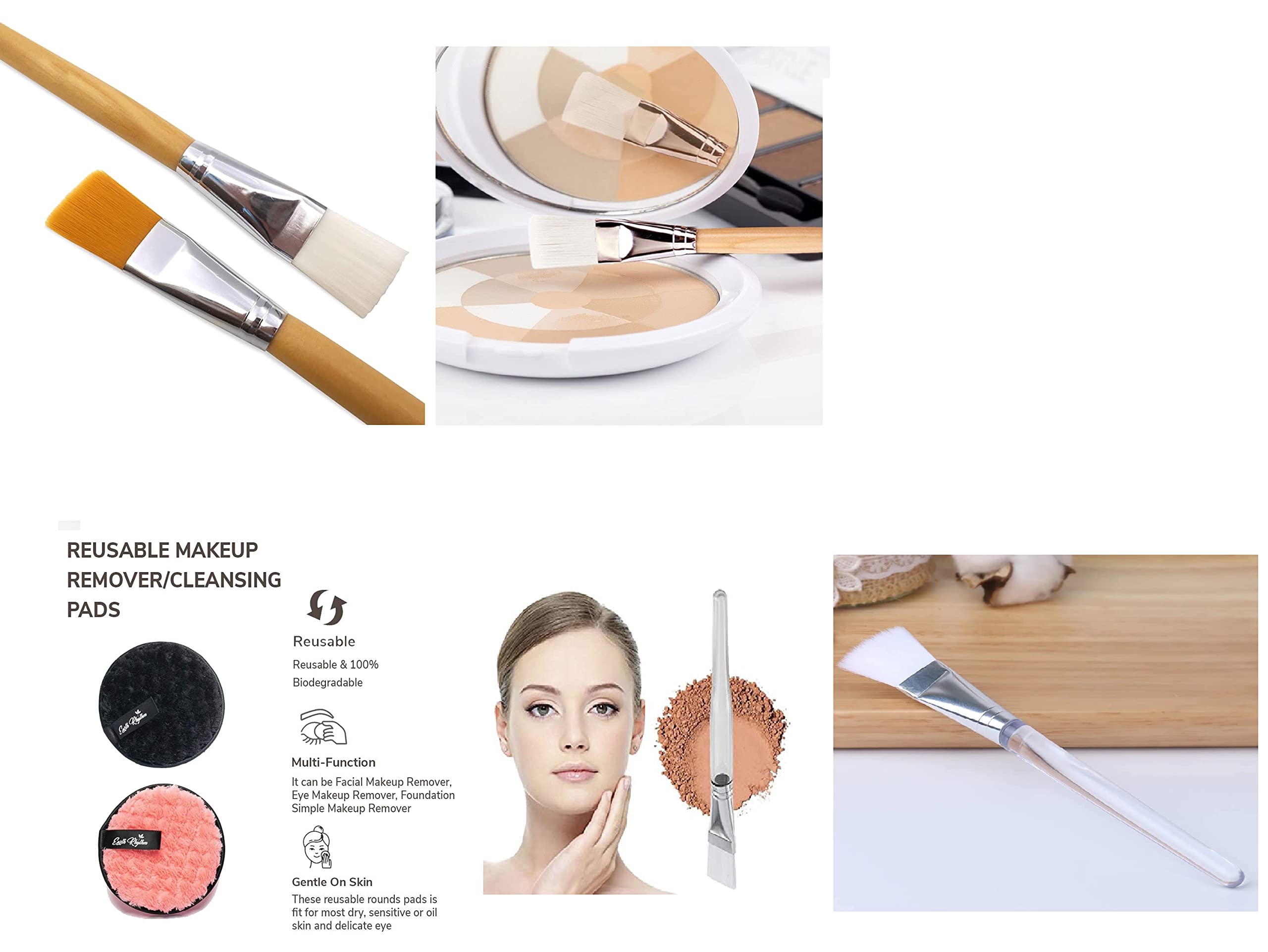 AKADO Professional Face Mask Applicator Brush - Wooden & Sponge Combo for Men & Women - Perfect for Sheet Masks, Clay Masks & Skincare Routine
