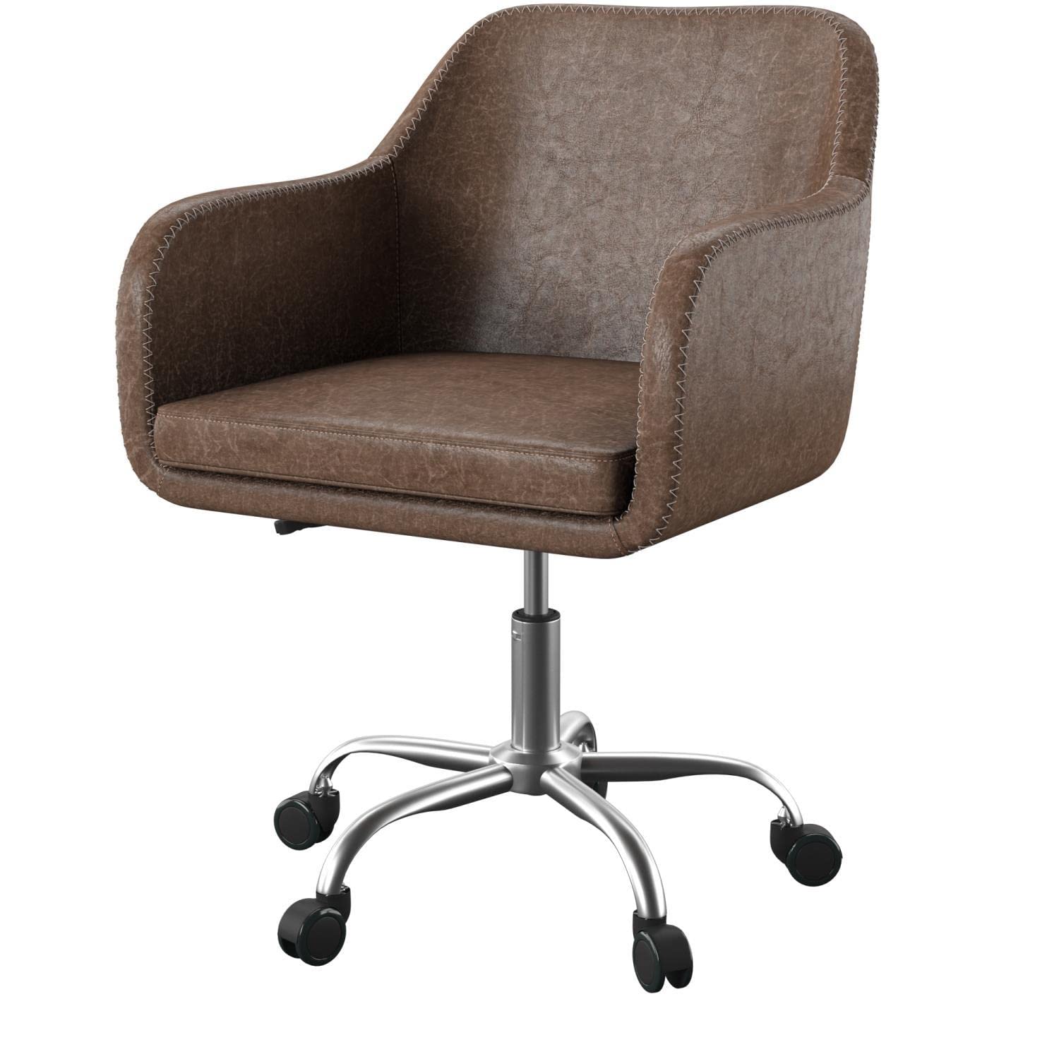 Linon Rylen Ergonomic Office Chair with Adjustable Height & Lumbar Support - Silver Mesh Back Computer Desk Chair for Home & Office Workspace