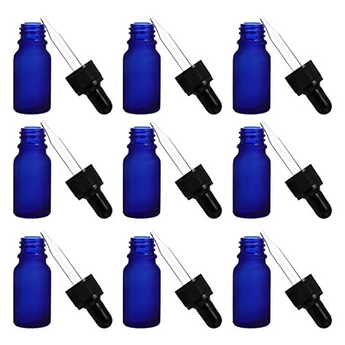 FRCOLOR 10Pcs 10ml Glass Dropper Bottles with Glass Pipette - Essential Oil Dropper, Tincture Bottles, Eye Dropper for DIY, Aromatherapy, Herbal Extracts & Liquid Measurement