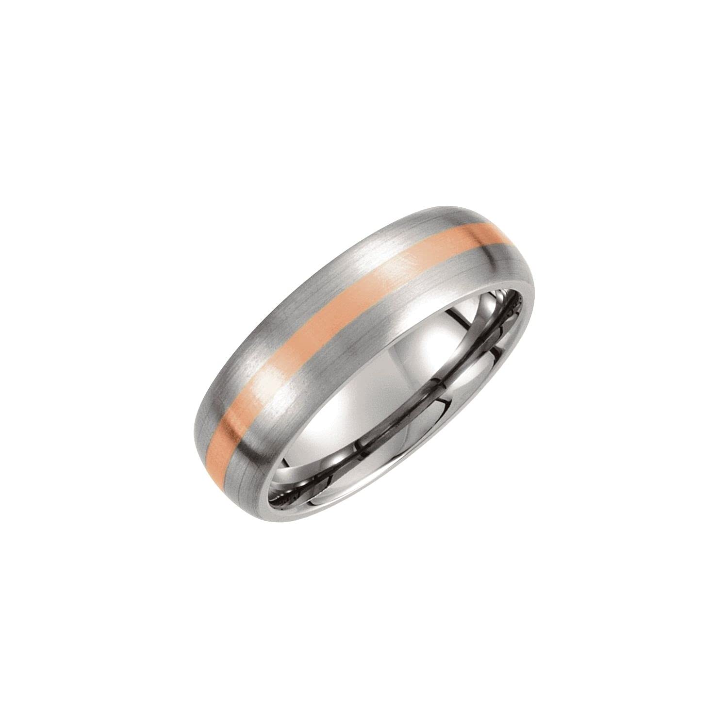 Diamond2Deal Titanium & 14K Rose Gold Inlay Satin Finish Wedding Band Ring for Men - Elegant Comfort Fit Wedding Ring for Grooms, Anniversaries & Special Occasions