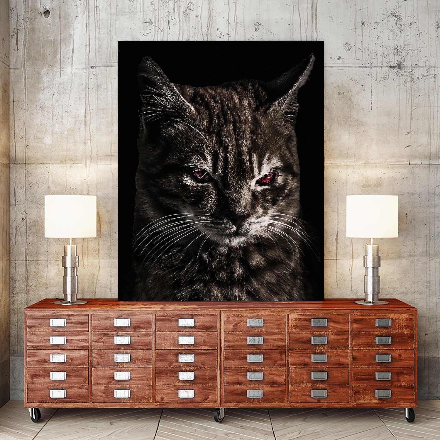 Creepy Kitten Portrait Photo Illustration - Spooky Cat Art Print for Halloween Decor, Gothic Home Decor & Unique Wall Art
