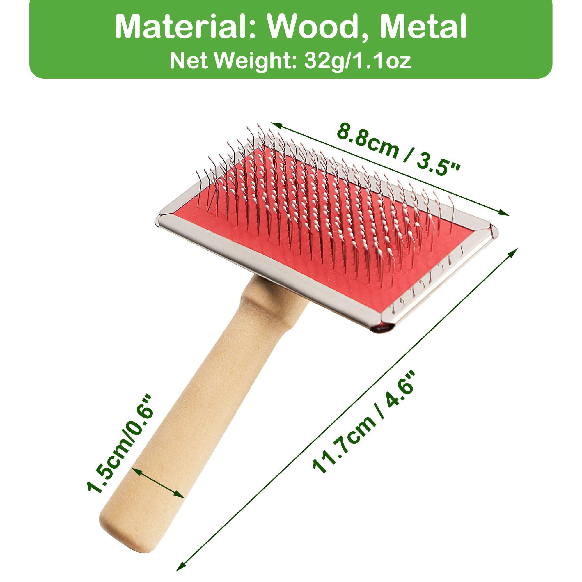 Self Cleaning Dog Slicker Brush with Wooden Handle - Grooming Brush for Long & Short Haired Dogs & Cats - Pet Hair Removal & Shedding Tool (Beige, 1PC) - Perfect for Daily Grooming & Reducing Pet Hair at Home