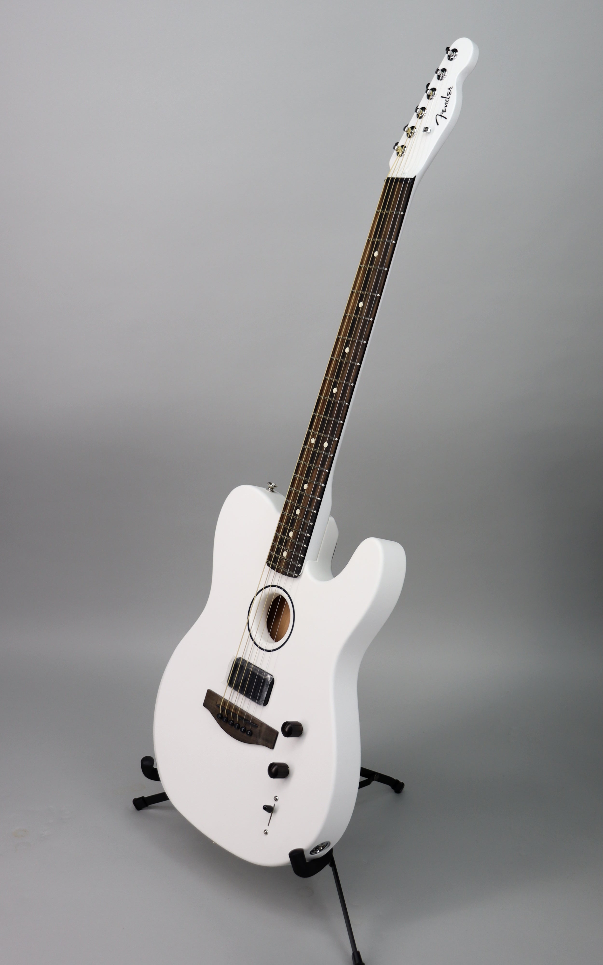Fender Limited Edition Finneas American Acoustasonic Telecaster Electric Guitar - Satin Arctic White Finish | Perfect for Studio Recording, Live Performances & Acoustic-Electric Hybrid Playing