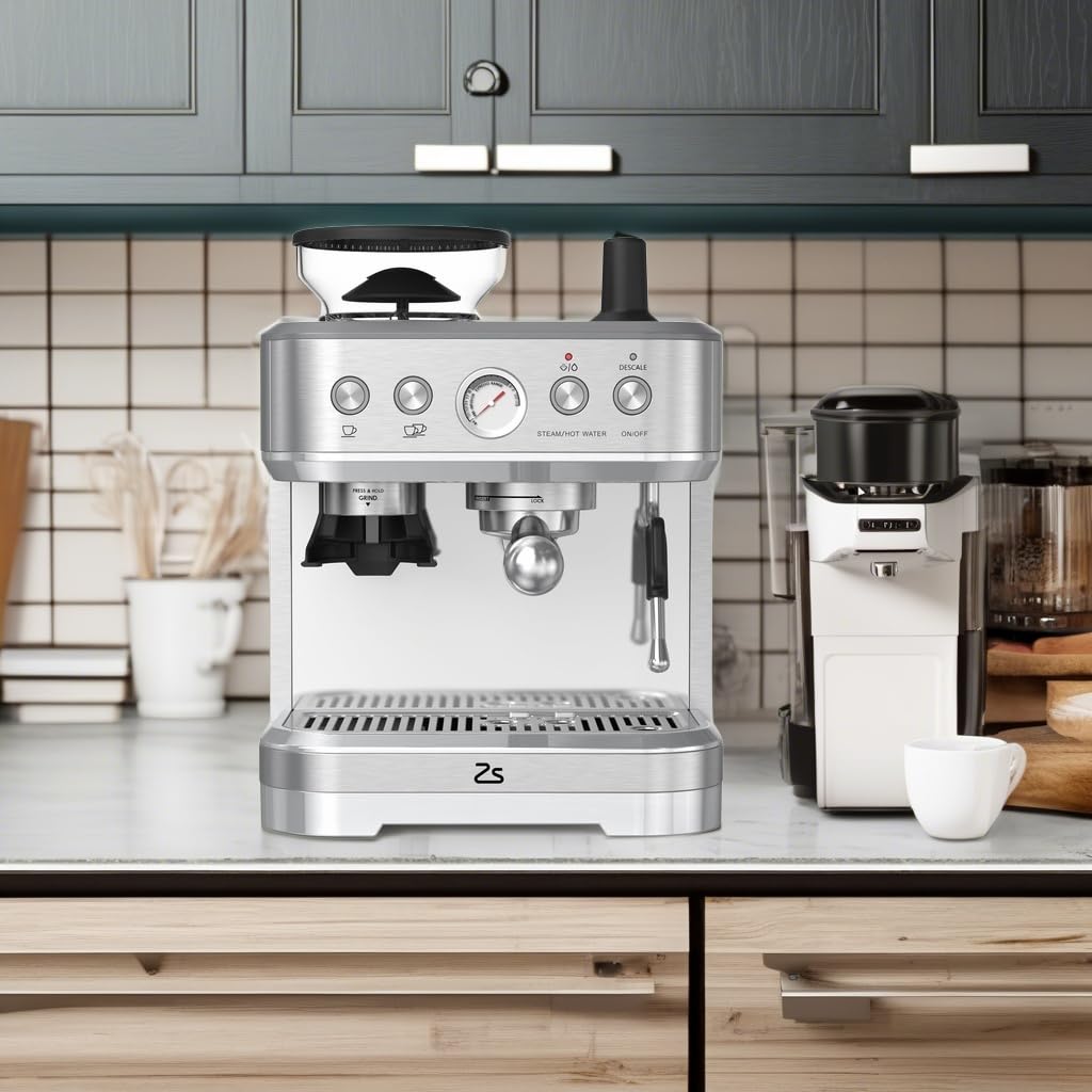 Premium Garvee Espresso Machine with Milk Frother - All-in-One Cappuccino & Latte Coffee Maker for Home Baristas - Built-In Bean Grinder & 85oz Removable Water Tank - Perfect Gift for Dad, Mom & Coffee Lovers - Ideal for Home Brewing, Entertaining & Gifting