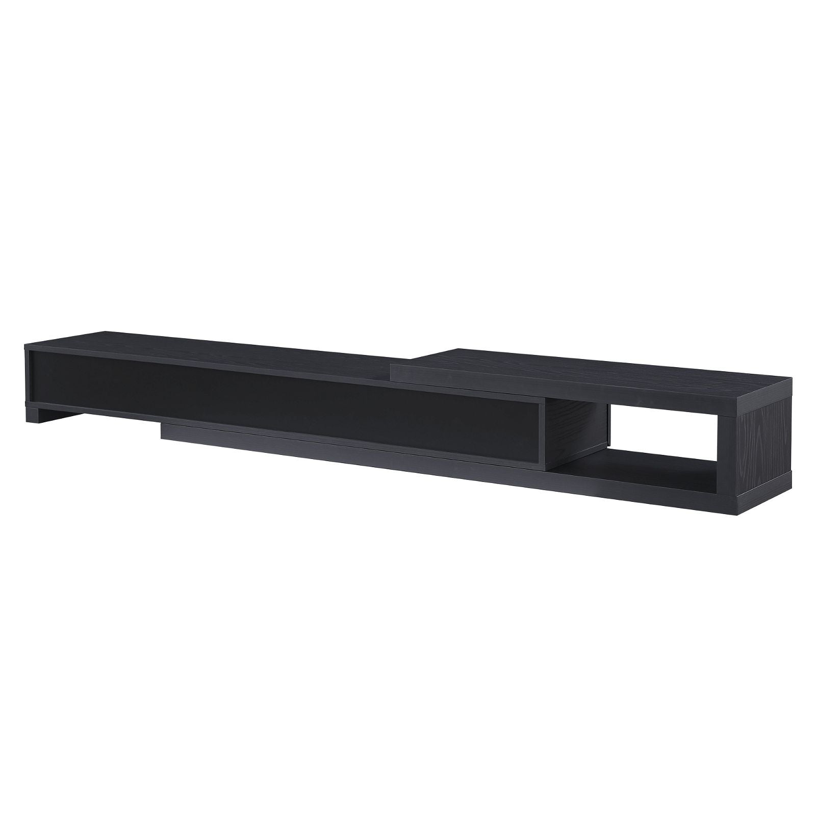 Criterion Durham Extendable TV Stand 260cm - Modern Lowline TV Unit in Black Oak for Living Room & Home Theater Setup